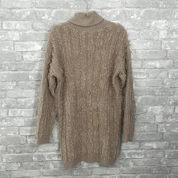 Lulus Snuggle Up To You Beige Turtleneck Knit Sweater Dress - Image 6