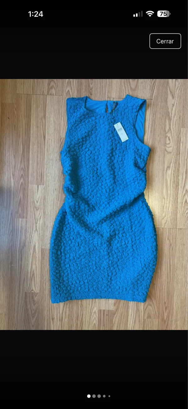 Anthropologie Teal Textured One-Shoulder Dress - Image 4