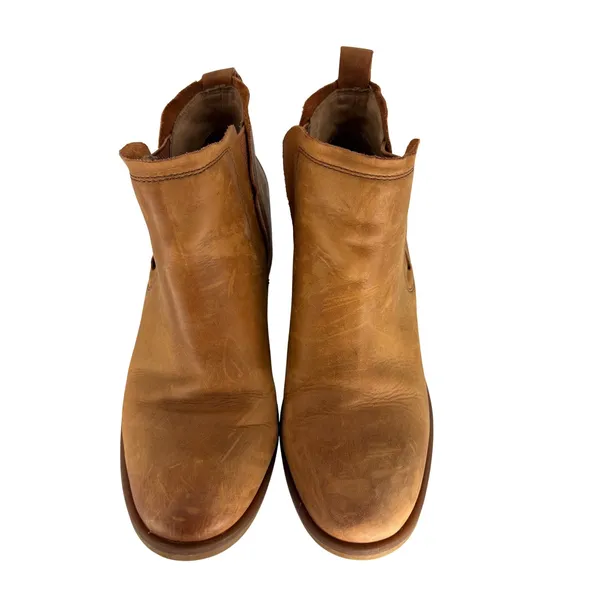Korks Ankle Boots Womens 7.5M Tan Leather Q43316 Block Heel Chelsea Booties Boho - Image 6