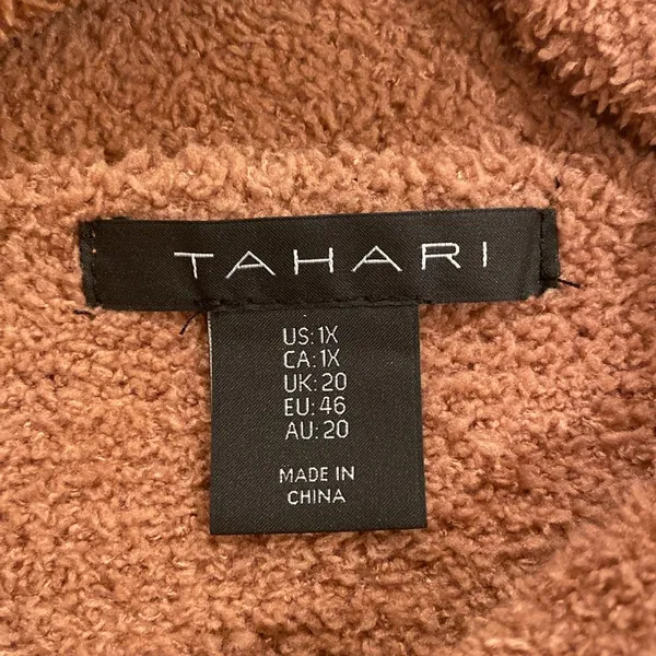 Tahari Sherpa Fuzzy Brown Copper Button Shacket Size 1X - Image 4