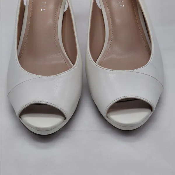 Kelly & Katie Womens Slingback Heels Size 9 White Peep Toe Pumps Bridal Shoes - Image 5