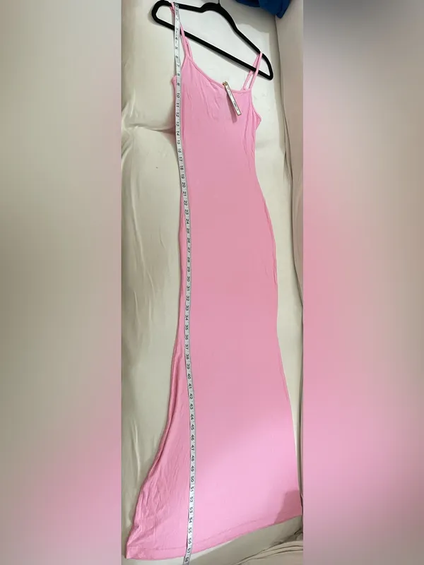 Skims Soft Lounge Long Slip Sleek Pink Spaghetti-Strap Maxi Dress Size L NWT - Image 10