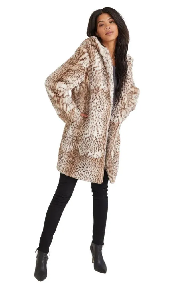 Bella Dahl Faux Fur Jacket - Snow Leopard Size Small - Image 3