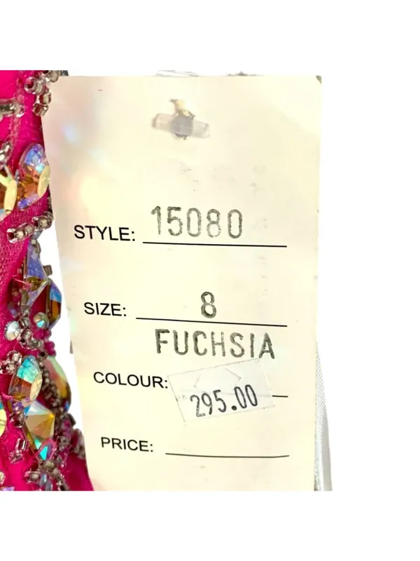 NWT Envious Couture Jeweled One Shoulder Formal Prom Gown 8 Barbiecore Pageant - Image 9