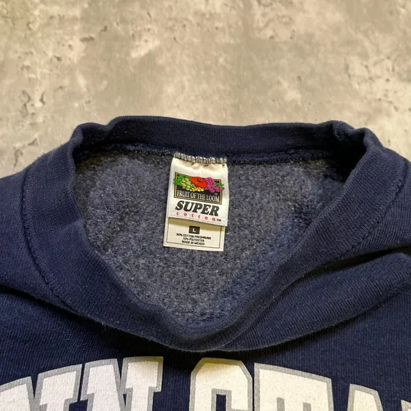Fruit of the Loom Vintage Navy and White Penn State Heavyweight Cotton Crewneck Sweatshirt - Image 5