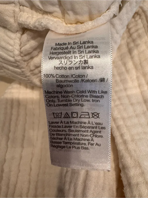 Madewell Lightspun Tapered Huston Pull-On Crop Pants Cream Gauze Size L - Image 7
