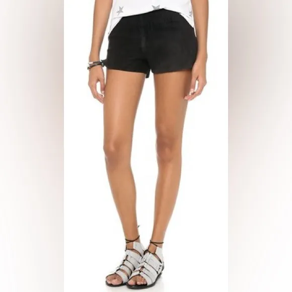 Hudson Siouxsie Dolphin Suede Leather Stretch Shorts Black S Small Lamb Nubuck - Image 8