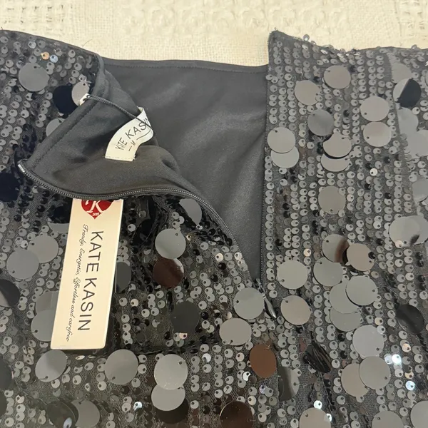 Kate Kasin medium sequin stretch mini skirt bodycon SK 2814 - Image 5
