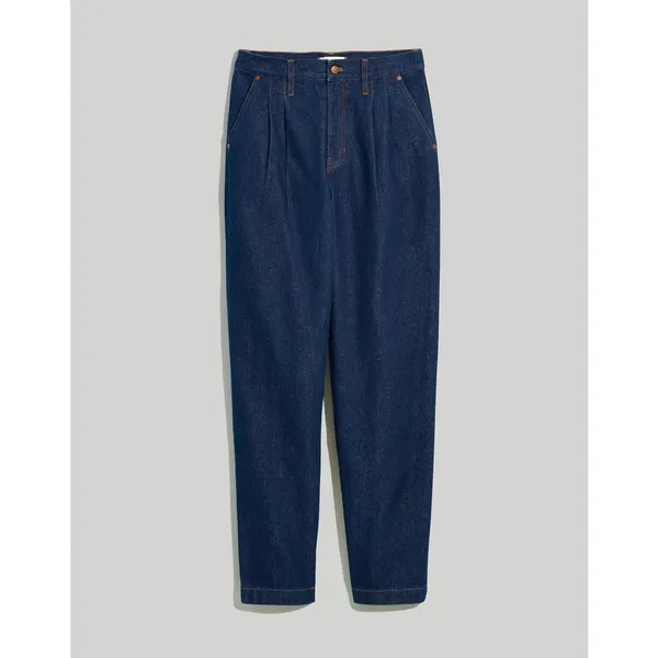 Madewell Baggy Straight Pleated Woodham Dark Wash Denim Jeans Size 26 - Image 14