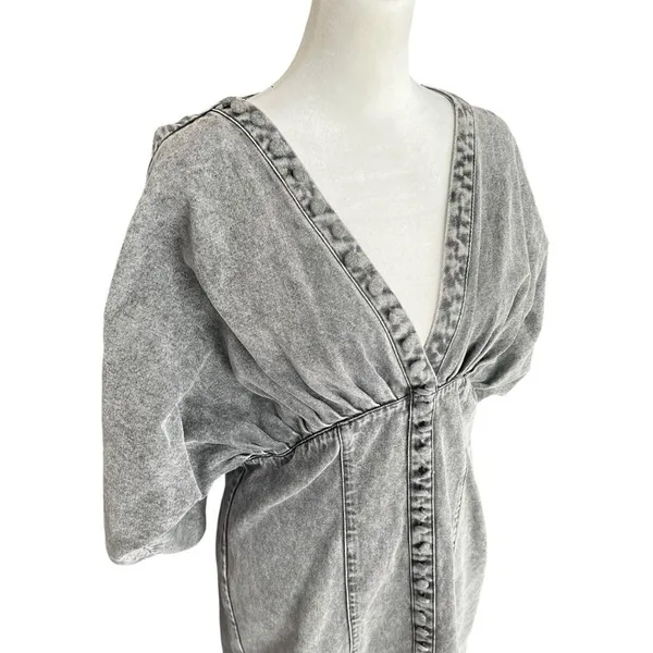 Joslin Studio Ayra Black Grey Denim Puff Sleeve Mini Dress Size 10 - Image 4