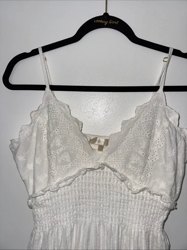LoveShackFancy Azar Cotton Bandana Eyelet Mini Dress Size Medium - Image 5
