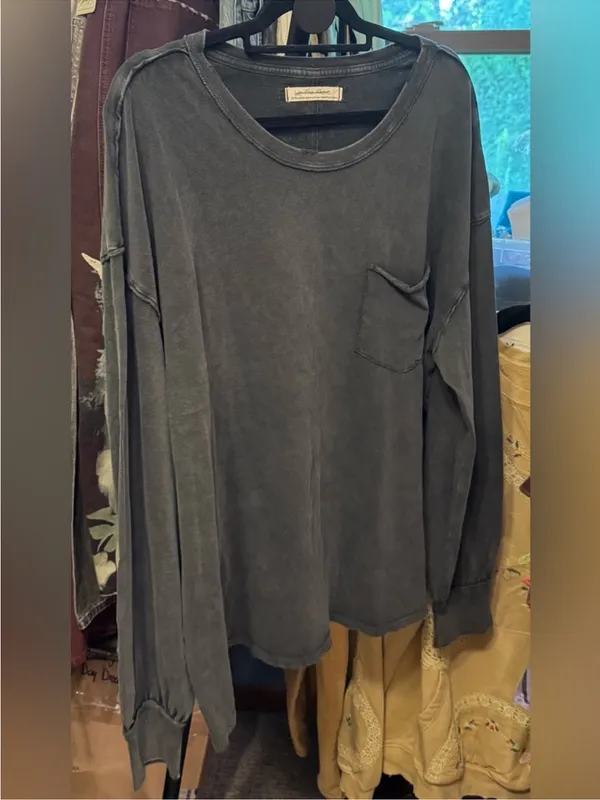 NWOT Free People We The Free Fade Into You Tee - Metal Stiletto washed black - M - Image 6