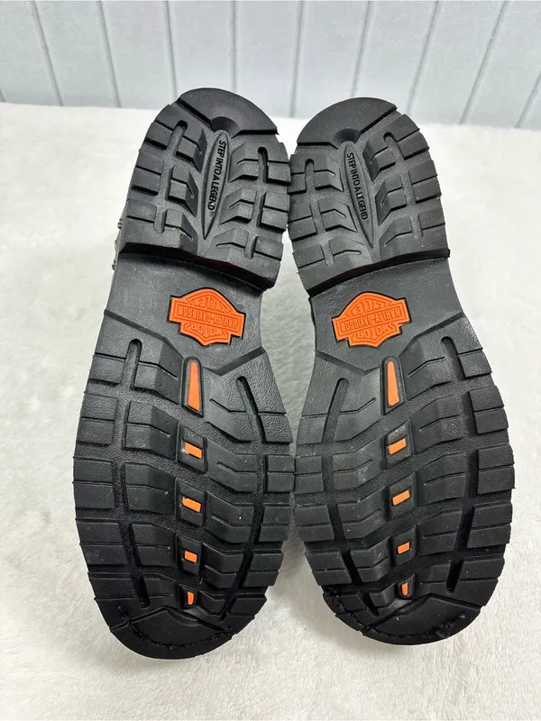 Harley-Davidson Black Leather Lace-Up Motorcycle Boots with Metal Accents Size 9 - Image 9