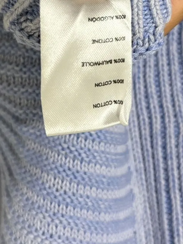 FREE PEOPLE When It Rains Vneck Cotton Blue Sweater Pullover Top - Image 6