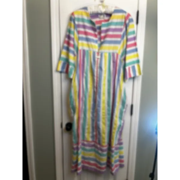 Styled by Saybury Women’s Rainbow Stripe Maxi Dress Pockets Boho Size XL Vintage - Image 10