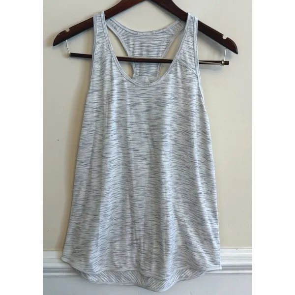 Lululemon Essentials Pleated Racerback Tank Top Sz 6 Tiger Space Dye Hail White‎ - Image 4