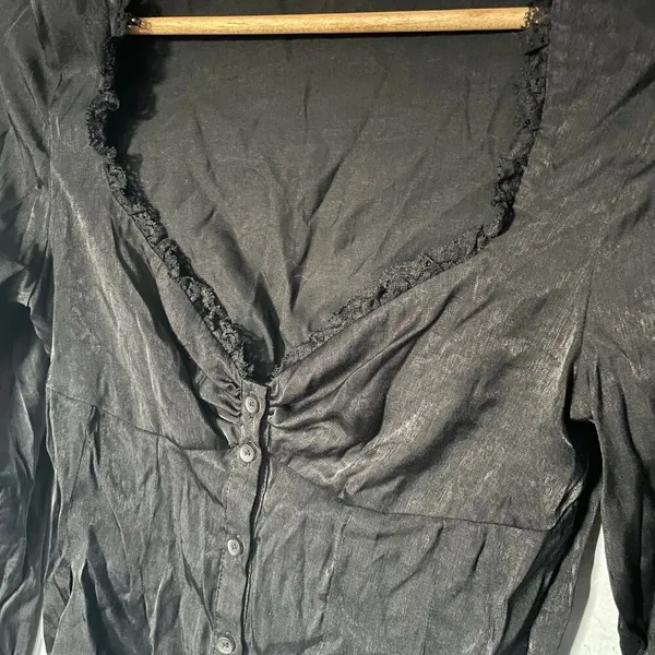 Princess Polly Black Whimsigoth Vamp Romantic Long Sleeve Blouse Top Y2K sz 6 - Image 3