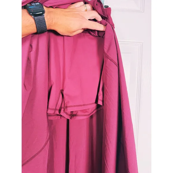 Halara Breezeful High Waisted Tie Midi Skirt Size M Burgundy Lightweight Fall - Image 5