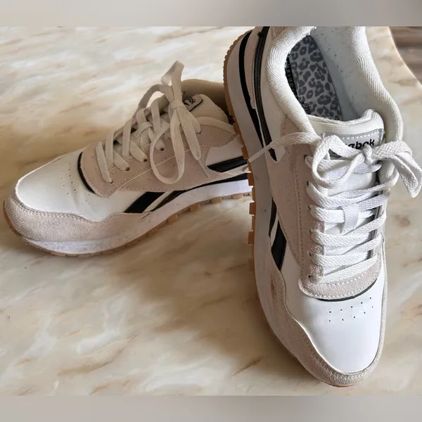 REEBOK Suede & Leather Classic Harman Double Sneakers Cream/Grey/Black‎ Size 8.5 - Image 8
