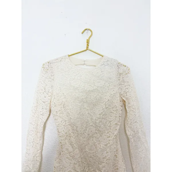 NWT Zara White Lace Long Sleeve Open Back Mini Dress Size Small Bridal Chic - Image 5