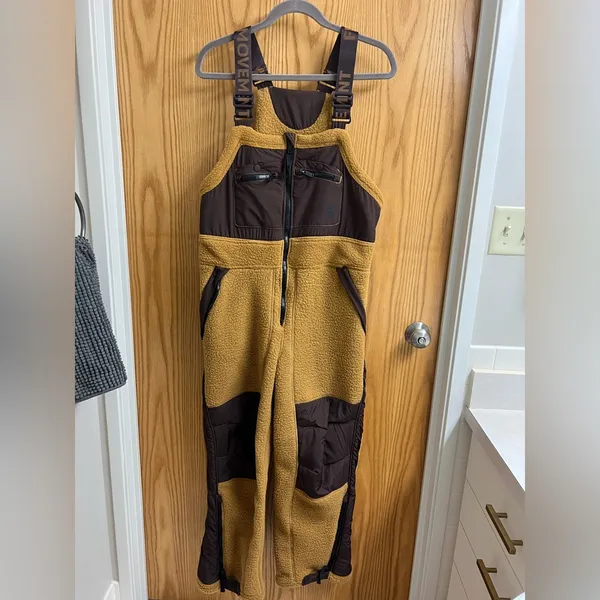 Free People Movement Hit the Slopes High Pile Fleece Snow Bibs Sz S - Image 11