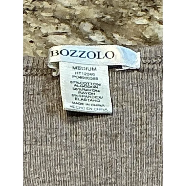 Bozzolo Women's M Taupe Ribbed Long Sleeve Crop Top V Neck Stretch NWOT - Image 6