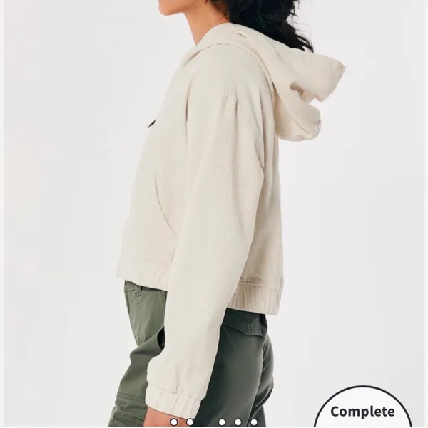 Hollister Hooded Crop Corduroy Zip Up Jacket - Image 3