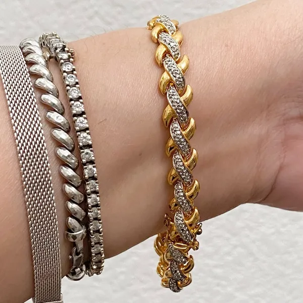 PAJ BR China Gold-tone Diamond Illusion Box Clasp Double Prong X Link Bracelet - Image 2