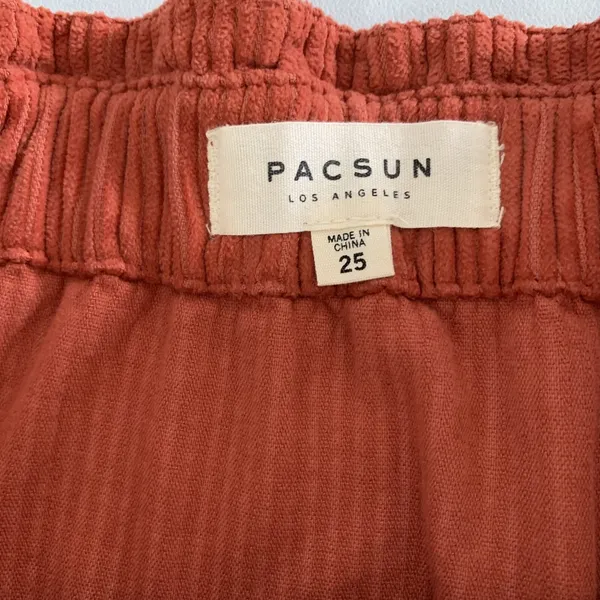 Pacsun‎ Rust Corduroy Mini Skirt 25 Paperbag Waist Button Front Fall Aesthetic - Image 4