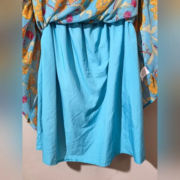 Sofia Jeans by Sofia‎ Vergara Floral Maxi Dress Tiered Blue Orange Large L - Image 4