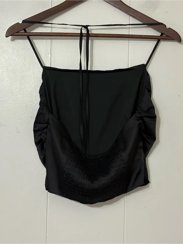 ASTR The Label Black Satin Cami Top Size Small Ruched Party Going Out - Image 2