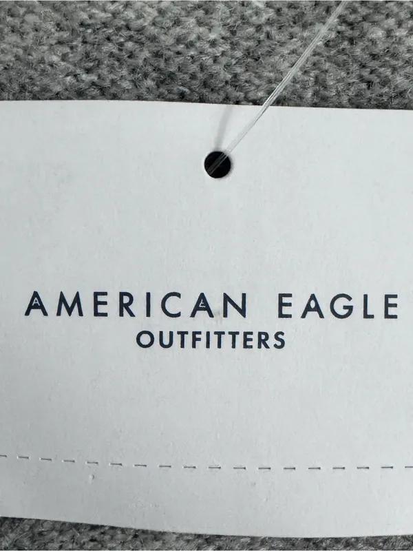 American Eagle Heather Grey Coquette Bow V-Neck Sweater Womens Size Large New - Image 9