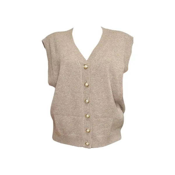 REFORMATION Jacqui Cashmere Sweater Vest, Oatmeal, Large - Image 10