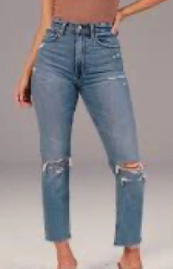 Abercrombie ultra high rise ankle straight leg jeans 25 0 short curve love - Image 13