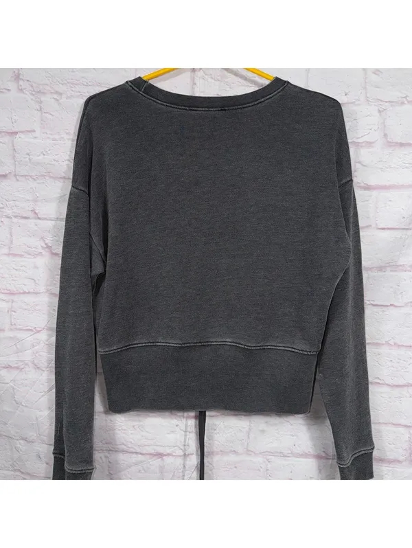 American Eagle Outfitters Large Grey Lace-Up Sweatshirt - Image 8