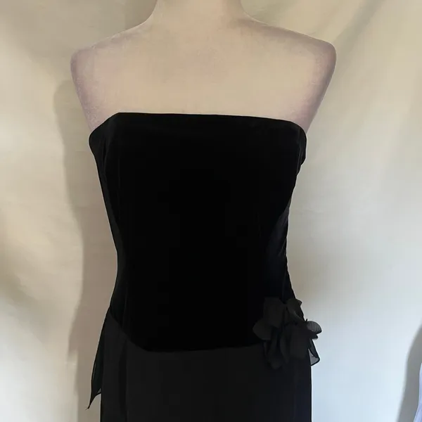 Xscape Joanna Chen Velvet Chiffon Strapless Dress 12 Prom Glam Goth Drop Waist - Image 15