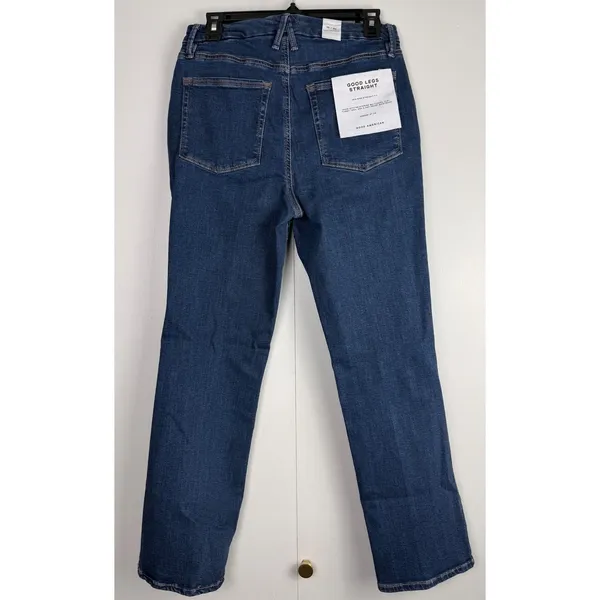 Good American Good Legs Straight Mid Rise Blue Stretch Jeans GLS873T Size 10 NWT - Image 2