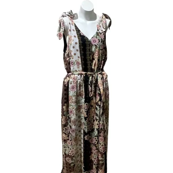 Lane Bryant Plus Size 28 Floral Chiffon Maxi Dress Sleeveless V-Neck - Image 5