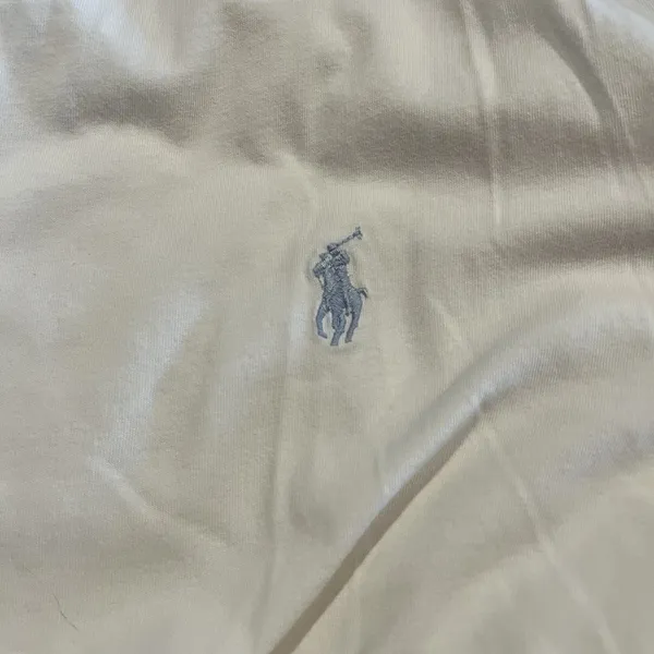 Ralph Lauren Sport Top Womens Crew Neck Short Sleeve White With Baby Blue Pony L - Image 6