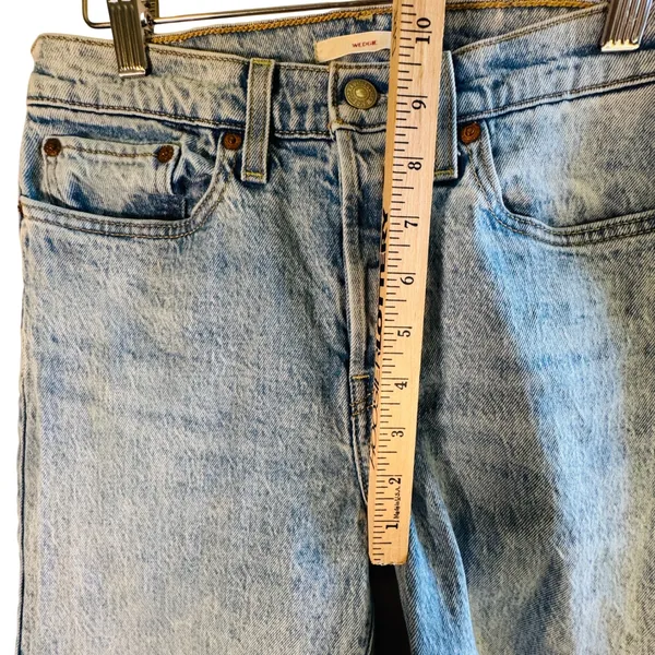 Levis‎ Premium Wedgie Straight Leg Jeans Acid Wash Light Blue Denim 27 High Rise - Image 9