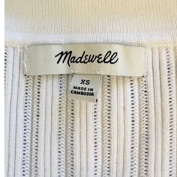 Madewell signature Knit Johnny Collar Sweater Contrast Trim NX533‎ XS - Image 10