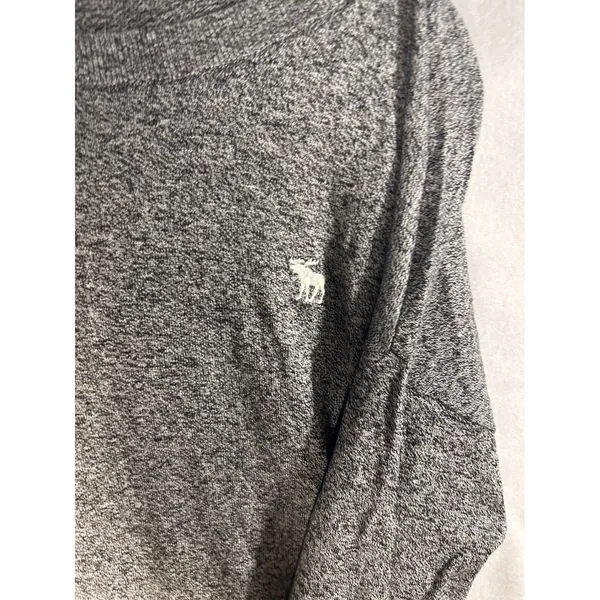 Abercrombie & Fitch Heathered Grey Boat Neck Knit Top XL Moose Logo Long Sleeve - Image 2