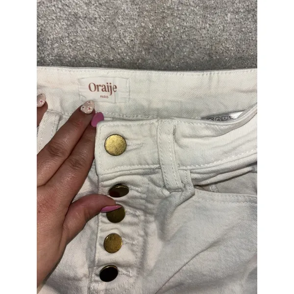 oraije paris white‎ jeans cropped flare boot cut Size Small 25x24 - Image 4