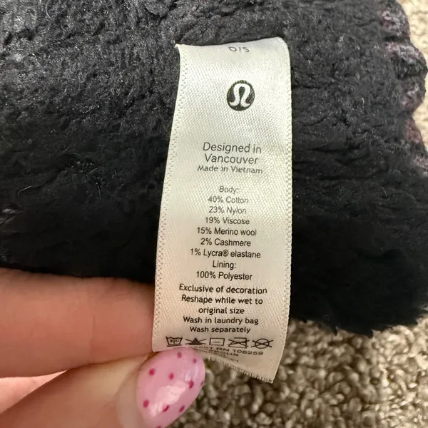 Lululemon Headband Women OS Purple Striped Excellent Fleece Lined Knit Wool - Image 4