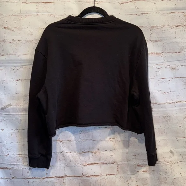 Topshop Sweater Womens 8 10 Black Crewneck Pullover Cropped Sweatshirt Athletic - Image 3