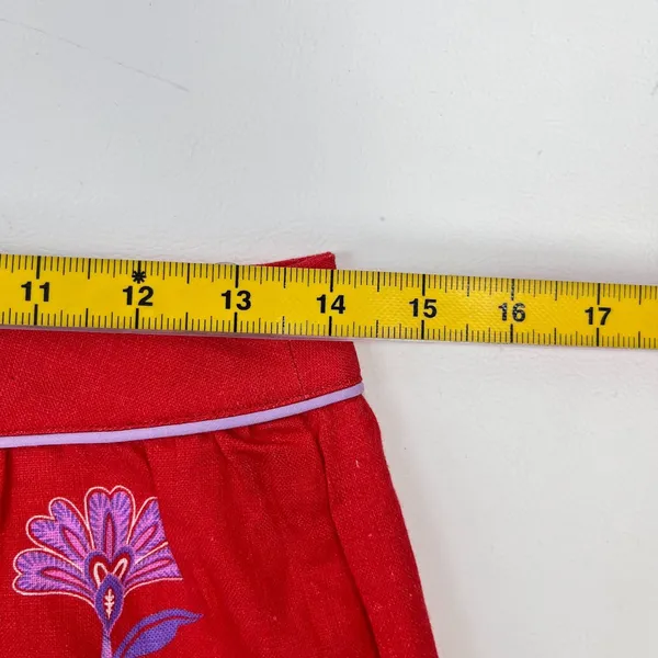 NWOT Farm Rio Red Porcelain Garden Scalloped Linen Midi Skirt Size S - Image 11