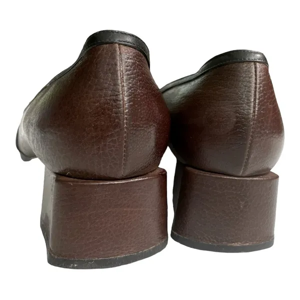 VTG Christian Louboutin Paris Brown Pebbled Leather Tassel Loafer Block Heel - Image 11