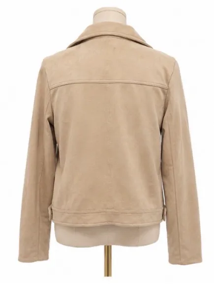 Lulus Large Beige Faux Suede Moto Jacket - Image 3