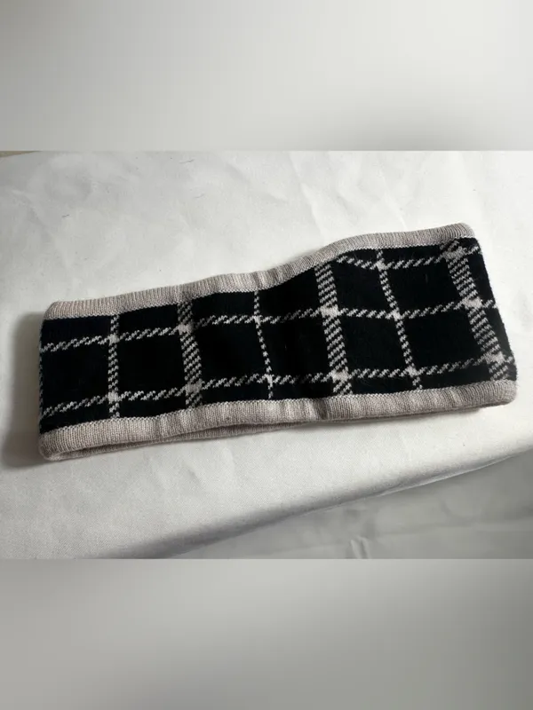 A40. Coach Wool CottonPlaid Knit Ear Warmer - Image 3