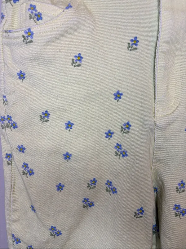 Princess Polly Ivy Floral High Rise Straight Leg Jeans Yellow Blue Size 4 - Image 6